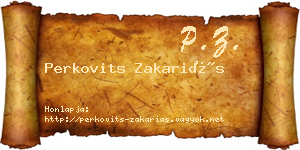 Perkovits Zakariás névjegykártya